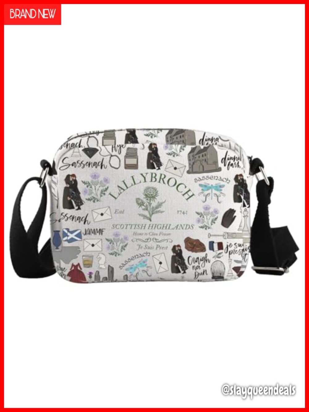 Canvas Crossbody Bag Messenger Zipper Adjustable Strap